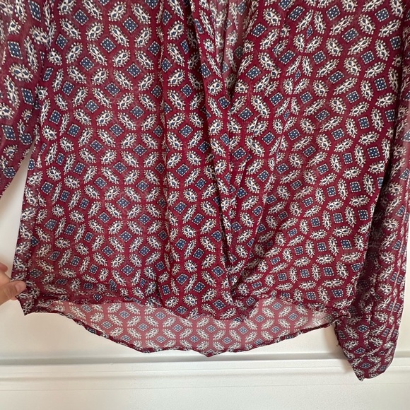 Sophie Rue Maroon Sheer Top - Picture 4 of 6